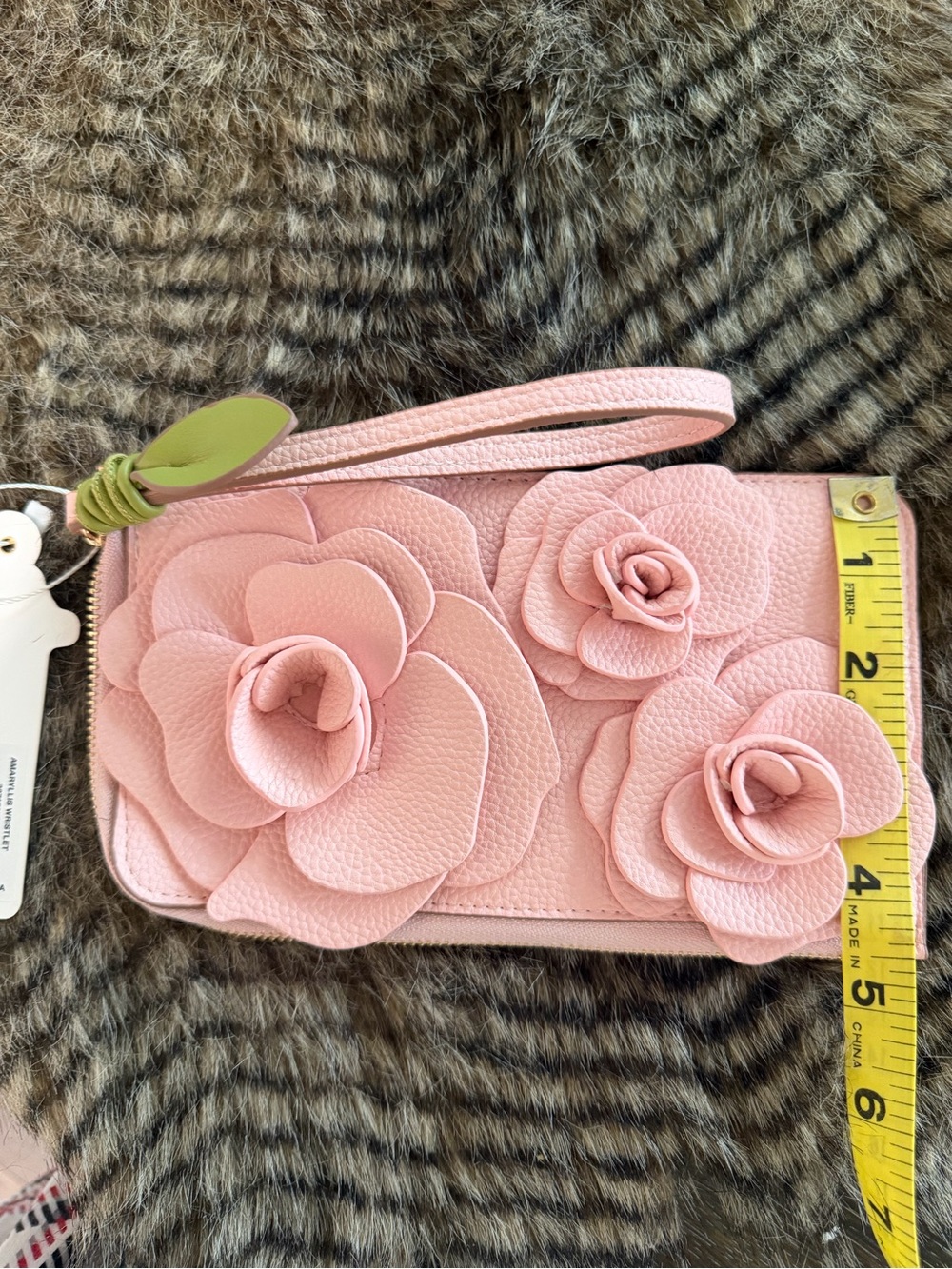 Nanette Lepore Peachy Pink 3D Floral Leather Wristlet NWT - Picture 6 of 6